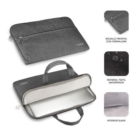 Maletín Subblim Business Laptop Sleeve para Portátiles hasta 15.6'/ Cinta para Trolley/ Gris - Tiensol