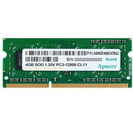 Memoria RAM Apacer 4GB/ DDR3/ 1600MHz/ 1.35V/ SODIMM - Tiensol