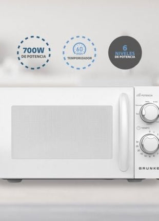 Microondas Grunkel MW - 20MI/ 700W/ Capacidad 20L/ Blanco - Tiensol