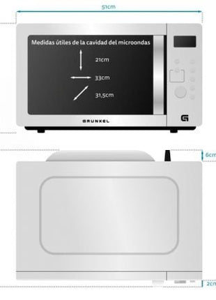 Microondas Grunkel MWGC - 30SS/ 900W/ Capacidad 30L/ Función Grill/ Blanco - Tiensol