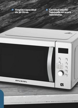 Microondas Grunkel MWGC - 30SS/ 900W/ Capacidad 30L/ Función Grill/ Blanco - Tiensol