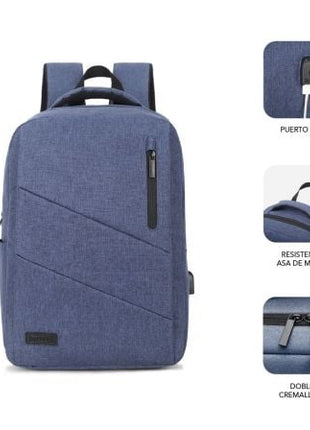 Mochila Subblim City Backpack para Portátiles hasta 15.6'/ Puerto USB/ Azul - Tiensol