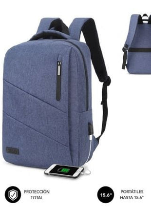 Mochila Subblim City Backpack para Portátiles hasta 15.6'/ Puerto USB/ Azul - Tiensol