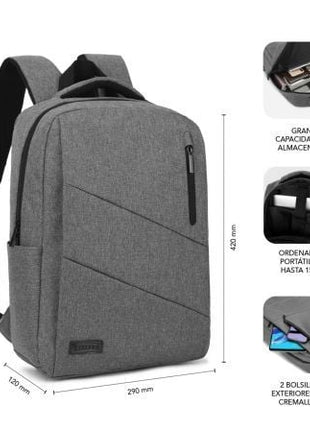 Mochila Subblim City Backpack para Portátiles hasta 15.6'/ Puerto USB/ Gris - Tiensol