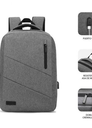 Mochila Subblim City Backpack para Portátiles hasta 15.6'/ Puerto USB/ Gris - Tiensol