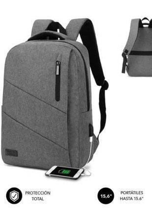 Mochila Subblim City Backpack para Portátiles hasta 15.6'/ Puerto USB/ Gris - Tiensol