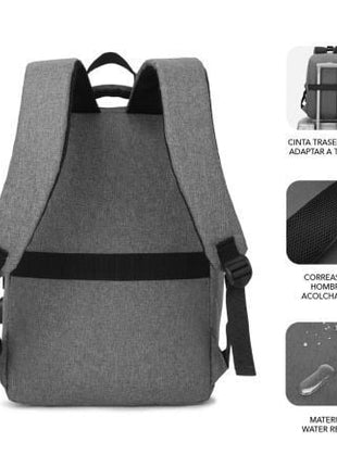 Mochila Subblim City Backpack para Portátiles hasta 15.6'/ Puerto USB/ Gris - Tiensol