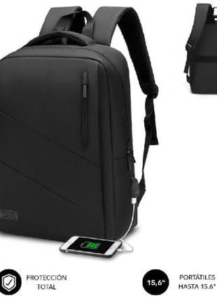 Mochila Subblim City Backpack para Portátiles hasta 15.6'/ Puerto USB/ Negra - Tiensol