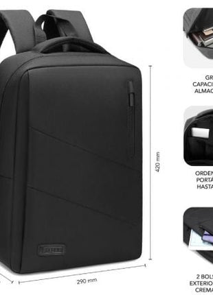 Mochila Subblim City Backpack para Portátiles hasta 15.6'/ Puerto USB/ Negra - Tiensol