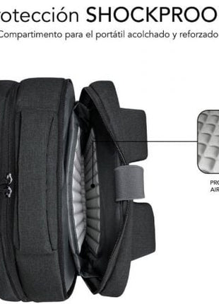 Mochila Subblim Traveller Airpadding Backpack para Portátiles hasta 15.6'/ Puerto USB/ Gris - Tiensol