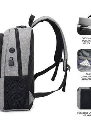 Mochila Subblim Urban Lock para Portátiles hasta 16'/ Puerto USB/ Antirrobo/ Gris - Tiensol