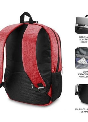 Mochila Subblim Urban Lock para Portátiles hasta 16'/ Puerto USB/ Antirrobo/ Rojo - Tiensol