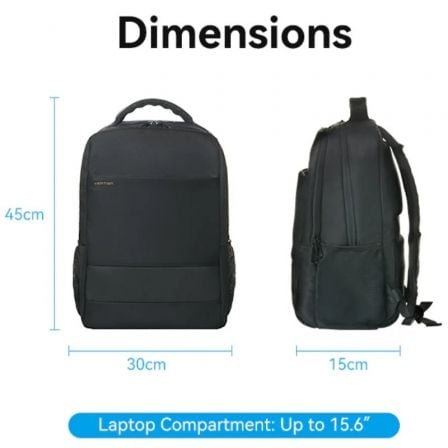 Mochila Vention KRQB0 para Portátiles hasta 15.6'/ 20L/ Impermeable/ Negra - Tiensol