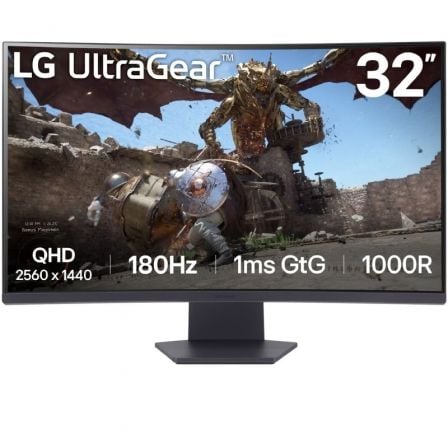 Monitor Gaming Curvo LG UltraGear 32GS60QC - B 31.5'/ QHD/ 1ms/ 180Hz/ VA/ Negro - Tiensol