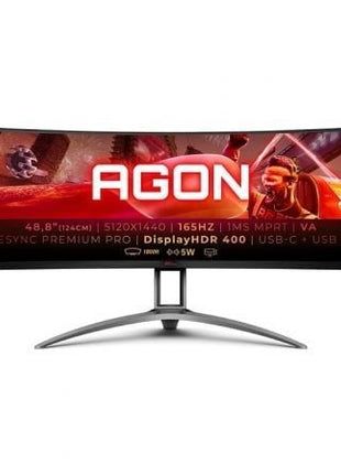 Monitor Gaming Ultrapanorámico Curvo AOC Agon AG493UCX2 48.8'/ Dual QHD/ 1ms/ 165Hz/ VA/ Multimedia/ Negro - Tiensol