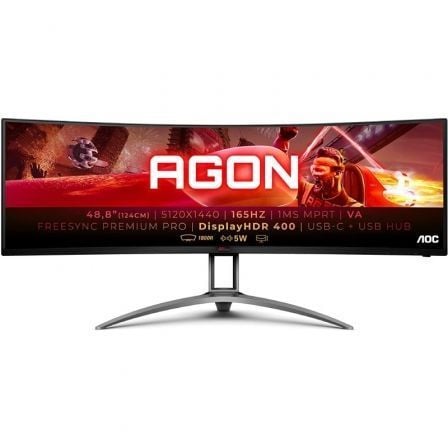 Monitor Gaming Ultrapanorámico Curvo AOC Agon AG493UCX2 48.8'/ Dual QHD/ 1ms/ 165Hz/ VA/ Multimedia/ Negro - Tiensol