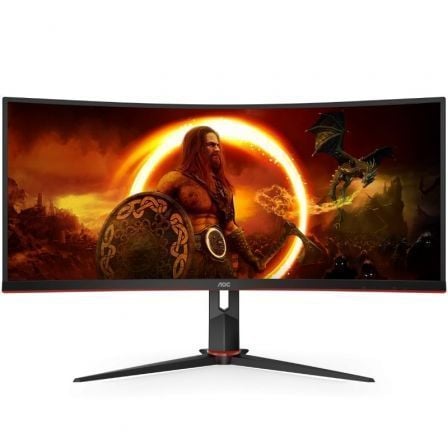 Monitor Gaming Ultrapanorámico Curvo AOC CU34G2X/BK 34'/ WQHD/ 1ms/ 144Hz/ VA/ Negro y Rojo - Tiensol