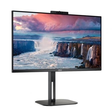 Monitor Profesional AOC 24V5CW/BK 23.8'/ Full HD/ Webcam/ Multimedia/ Regulable en altura/ Negro - Tiensol