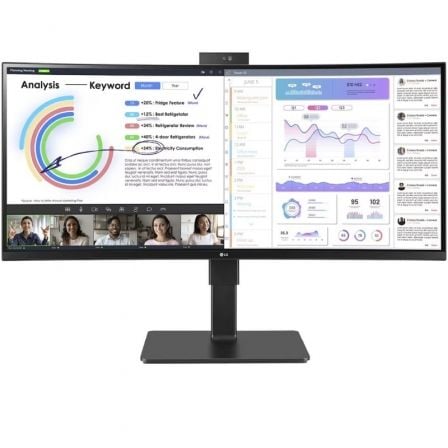 Monitor Profesional Ultrapanorámico Curvo LG 34BQ77QC - B 34'/ WQHD/ Webcam/ Multimedia/ Regulable en altura/ Negro - Tiensol