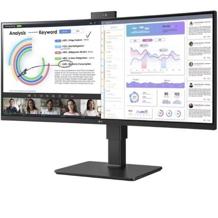 Monitor Profesional Ultrapanorámico Curvo LG 34BQ77QC - B 34'/ WQHD/ Webcam/ Multimedia/ Regulable en altura/ Negro - Tiensol