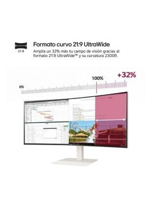 Monitor Profesional Ultrapanorámico Curvo LG UltraWide 38WR85QC - W 37.5'/ WQHD+/ Multimedia/ Blanco - Tiensol