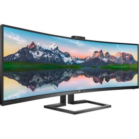 Monitor Profesional Ultrapanorámico Curvo Philips 499P9H 48.8'/ Dual QHD/ Webcam/ Multimedia/ Regulable en altura/ Negro - Tiensol