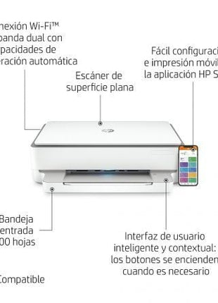 Multifunción HP Envy 6020e WiFi/ Fax Móvil/ Dúplex/ Blanca - Tiensol