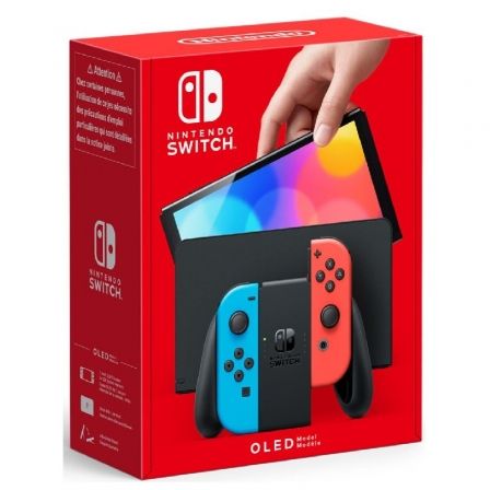 Nintendo Switch Versión OLED Azul Neón/Rojo Neón/ Incluye Base/ 2 Mandos Joy - Con - Tiensol