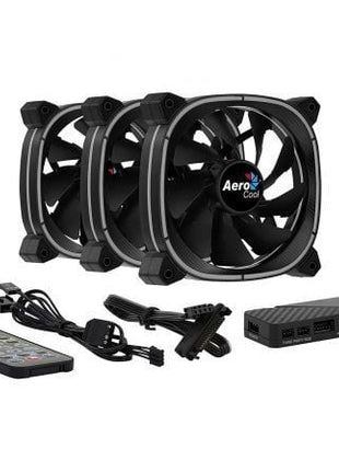 Pack 3 Ventiladores Aerocool Astro 12 Pro/ 12cm + H66F HUB + Mando a Distancia - Tiensol