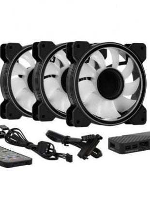 Pack 3 Ventiladores Aerocool Mirage 12 ARGB Pro/ 12cm + H66F HUB + Mando a Distancia - Tiensol