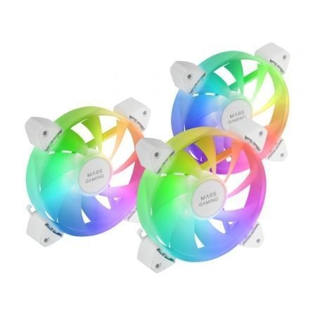 Pack 3 Ventiladores Mars Gaming MF - 3A/ 12cm/ ARGB/ Blanco - Tiensol