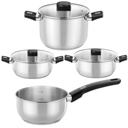 Pack Batería de Cocina Elite Monix M240001/ Cazo Ø14cm/ Ollas Ø24cm/ Cacerolas Ø20 - 24cm/ Acero Inoxidable/ Apta para Inducción - Tiensol