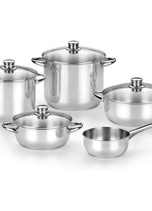 Pack Batería de Cocina Monix Optima2 MA50001/ Cazo Ø16cm/ Ollas Ø20 - 24cm/ Cacerolas Ø20 - 24cm/ Acero Inoxidable/ Apta para Inducción - Tiensol