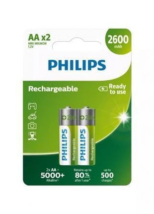 Pack de 2 Pilas AA Philips R6B2A260/10/ 1.2V/ Recargables - Tiensol