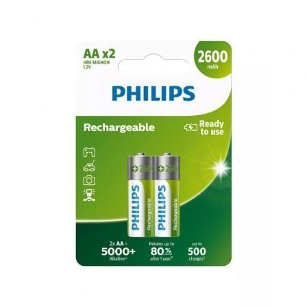 Pack de 2 Pilas AA Philips R6B2A260/10/ 1.2V/ Recargables - Tiensol