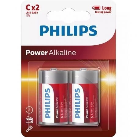 Pack de 2 Pilas C Philips LR14P2B/10/ 1.5V/ Alcalinas - Tiensol