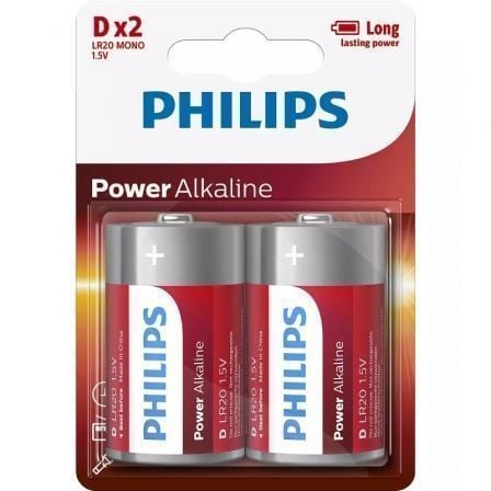 Pack de 2 Pilas D Philips LR20P2B/10/ 1.5V/ Alcalinas - Tiensol