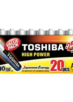 Pack de 20 Pilas AAA Toshiba High Power LR03/ 1.5V/ Alcalinas - Tiensol