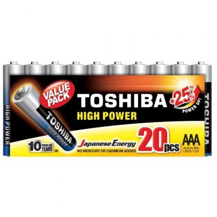 Pack de 20 Pilas AAA Toshiba High Power LR03/ 1.5V/ Alcalinas - Tiensol