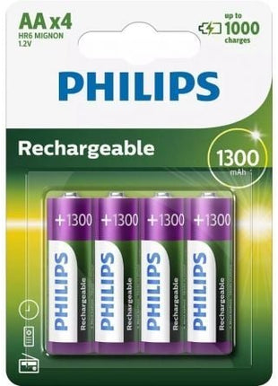 Pack de 4 Pilas AA Philips R6B4A130/10/ 1.2V/ Recargables - Tiensol