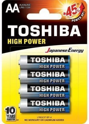 Pack de 4 Pilas AA Toshiba High Power LR6/ 1.5V/ Alcalinas - Tiensol