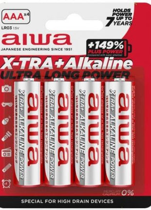 Pack de 4 Pilas AAA Aiwa X - TRA+Alcaline LR03/ 1.5V/ Alcalinas - Tiensol