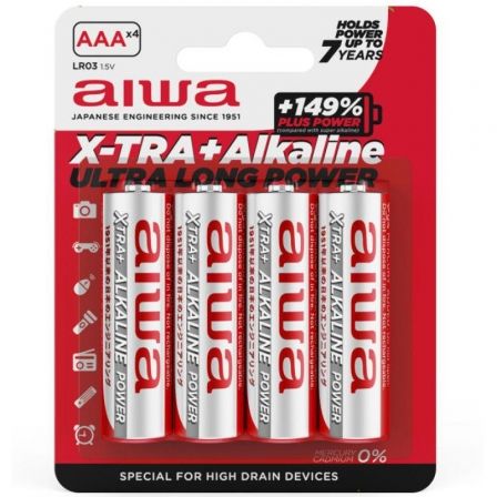 Pack de 4 Pilas AAA Aiwa X - TRA+Alcaline LR03/ 1.5V/ Alcalinas - Tiensol