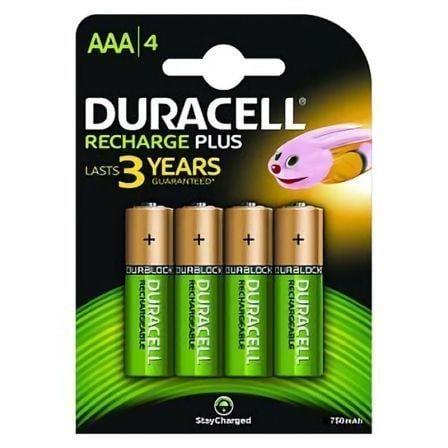 Pack de 4 Pilas AAA Duracell HR3 - B/ 1.2V/ Recargables - Tiensol