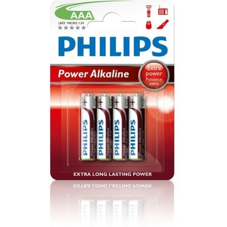 Pack de 4 Pilas AAA Philips LR03P4B/10/ 1.5V/ Alcalinas - Tiensol