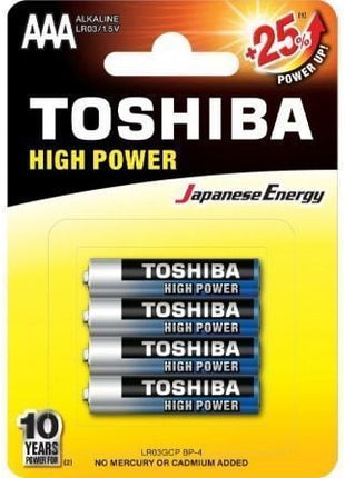 Pack de 4 Pilas AAA Toshiba High Power LR03/ 1.5V/ Alcalinas - Tiensol