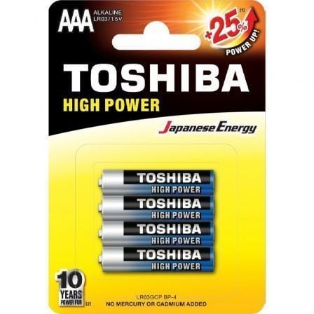 Pack de 4 Pilas AAA Toshiba High Power LR03/ 1.5V/ Alcalinas - Tiensol