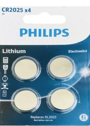 Pack de 4 Pilas de Botón Philips CR2025 Lithium/ 3V - Tiensol