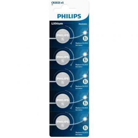 Pack de 5 Pilas de Botón Philips CR2025P5/01B Lithium/ 3V - Tiensol