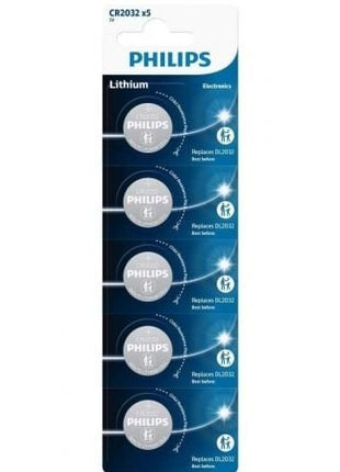 Pack de 5 Pilas de Botón Philips CR2032P5/01B Lithium/ 3V - Tiensol